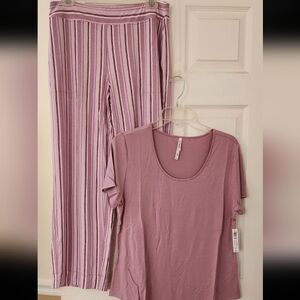 Soma Mauve Striped Lounge Set - Pink & White